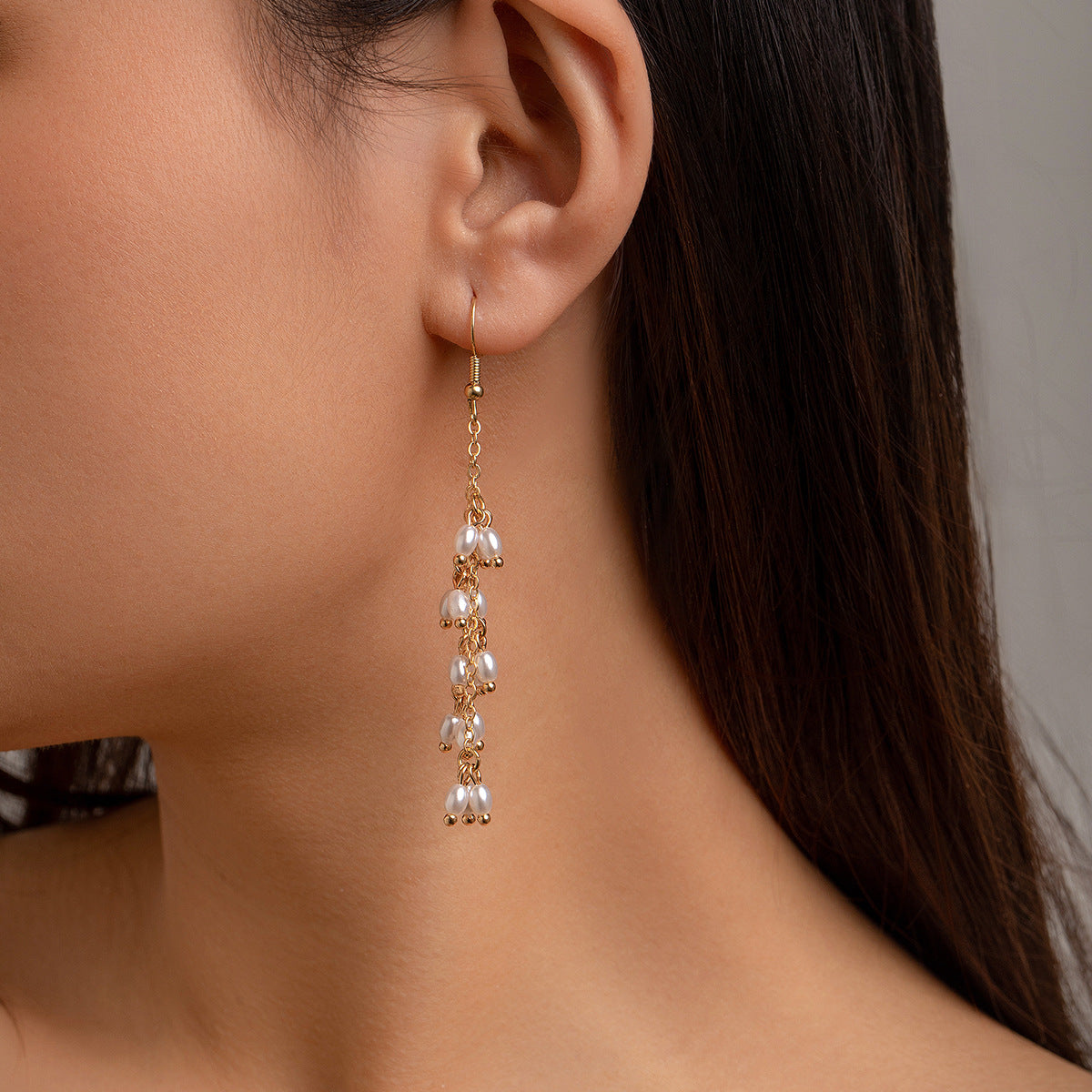Minimalist Elegant Geometric Alloy Plated Double Layer Pearl Necklace for Women
