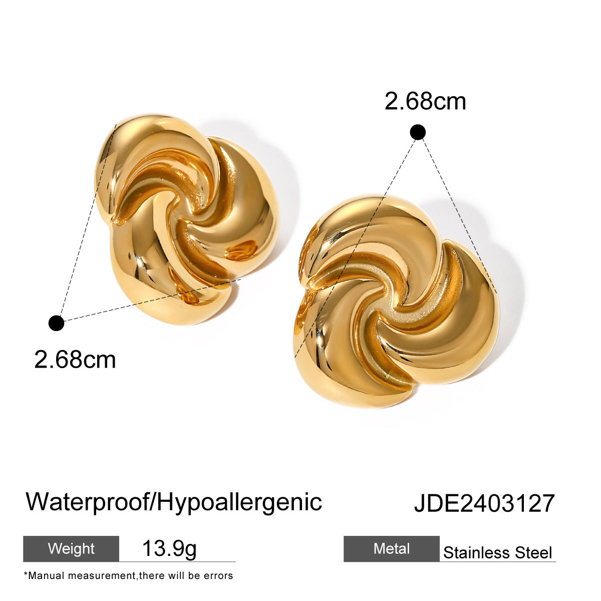 Elegant Floral Geometric Plated Stainless Steel Stud Earrings for Women