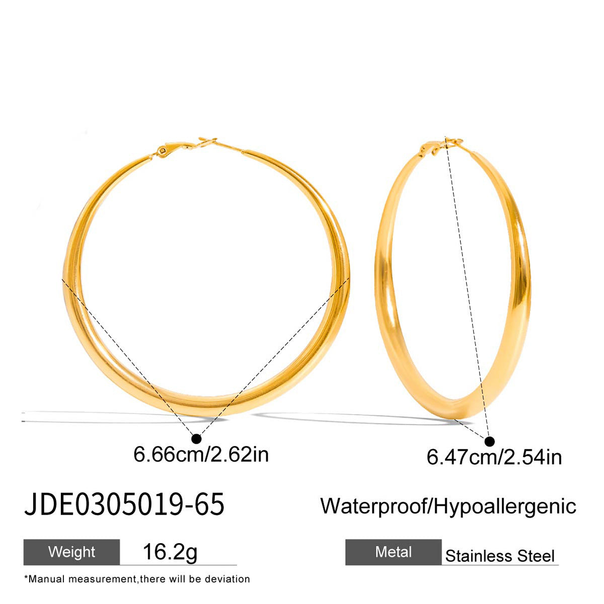 Minimalist Round Geometric Plated Stainless Steel Hoop Earrings for Women