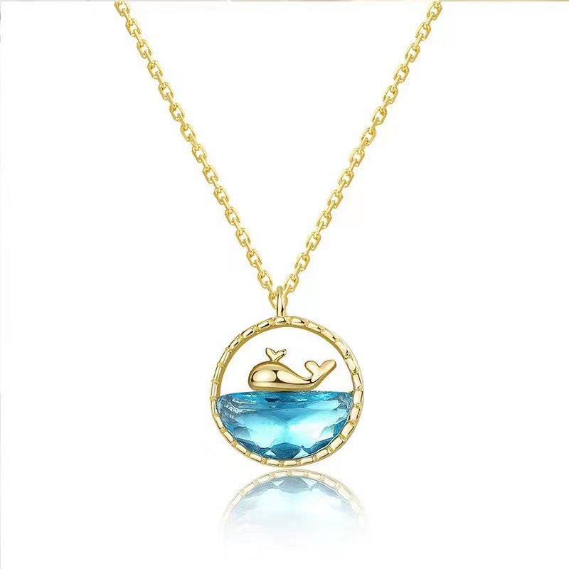 Collar Minimalista de Cola de Ballena de Acero Titanio Geométrico Dulce con Cadena de Cable con Baño de PVD para Mujer