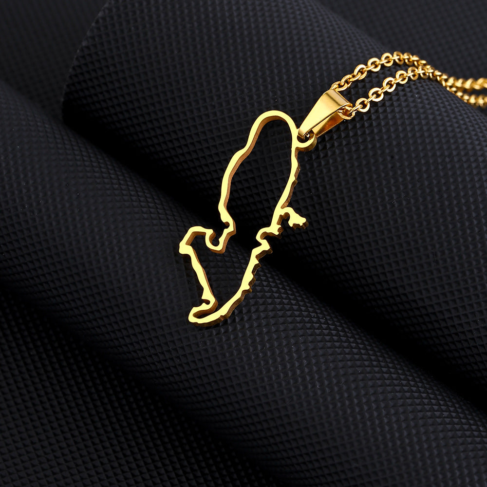 Collana con pendente geometrico minimalista in acciaio inossidabile con ciondolo in acciaio al titanio e finitura placcata in stile a catena O