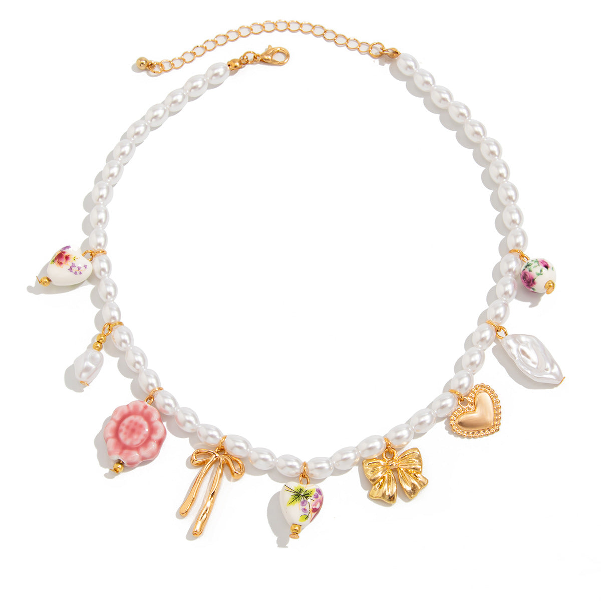 Sweet Heart and Star Geometric Alloy Plated Pendant Necklace for Women