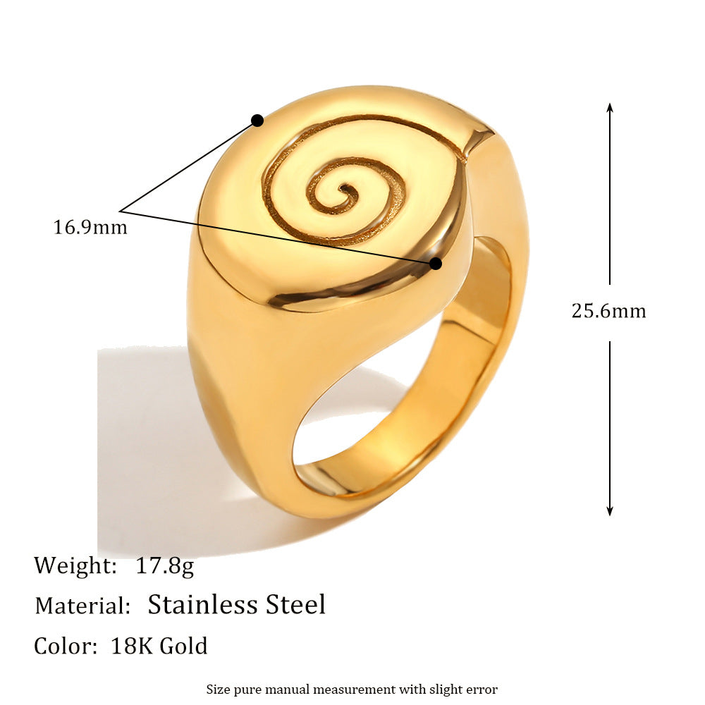 Minimalist Geometric Stainless Steel Ring with 18K Gold Plating for Women