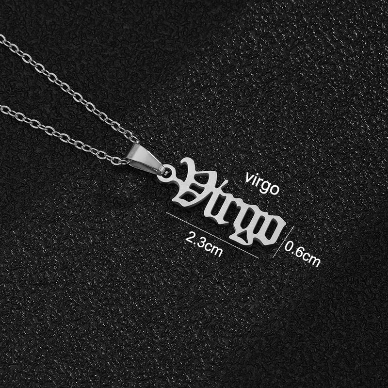 Zodiac-Themed Stainless Steel Pendant Necklace with Titanium Steel Charm and Electroplated Finish for Unisex Wear