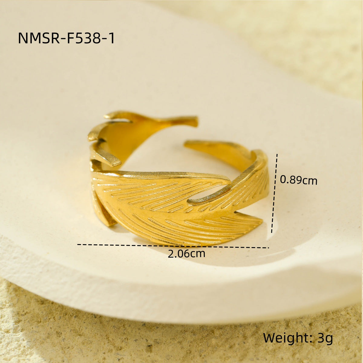 Anello aperto geometrico minimalista in acciaio inossidabile con placcatura in oro 18 carati, design multistrato cavo da donna