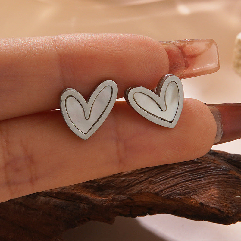 Elegant Minimalist Heart Shaped Plated Stainless Steel Stud Earrings for Women