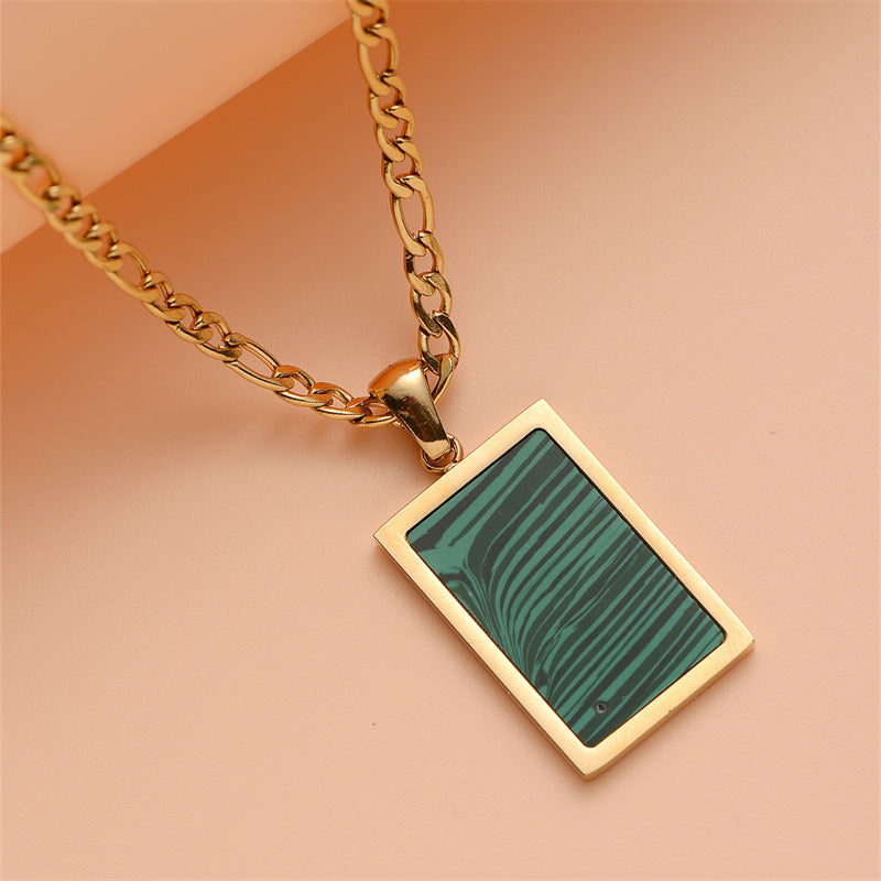 Korean Sweet Geometric Shell Pendant Necklace 18K Gold Plated Stainless Steel Women's Sweater Chain