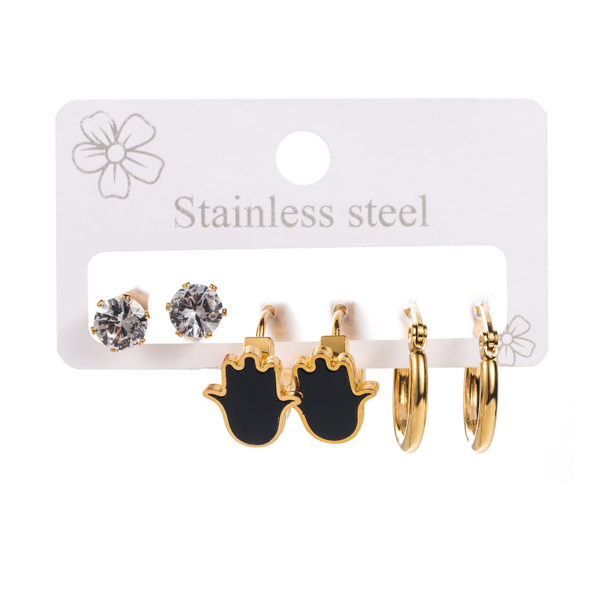 Pendientes de acero inoxidable pequeños con forma de corazón, dulces y atrevidos, con incrustaciones de diamantes de imitación para mujer