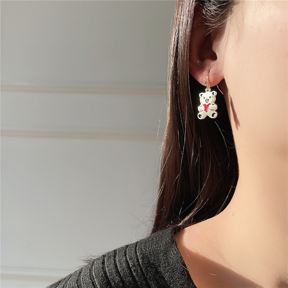 Cute Cartoon Cat Flower Bee Astronaut Stud Earrings for Women Alloy with Plating Finish Geometric Design