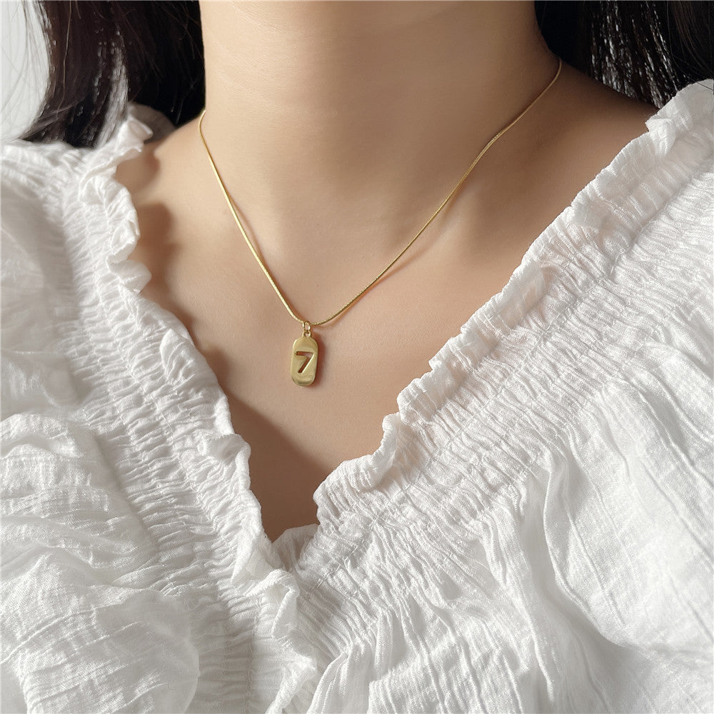 Minimalist Lucky Number 7 Titanium Steel Necklace for Women