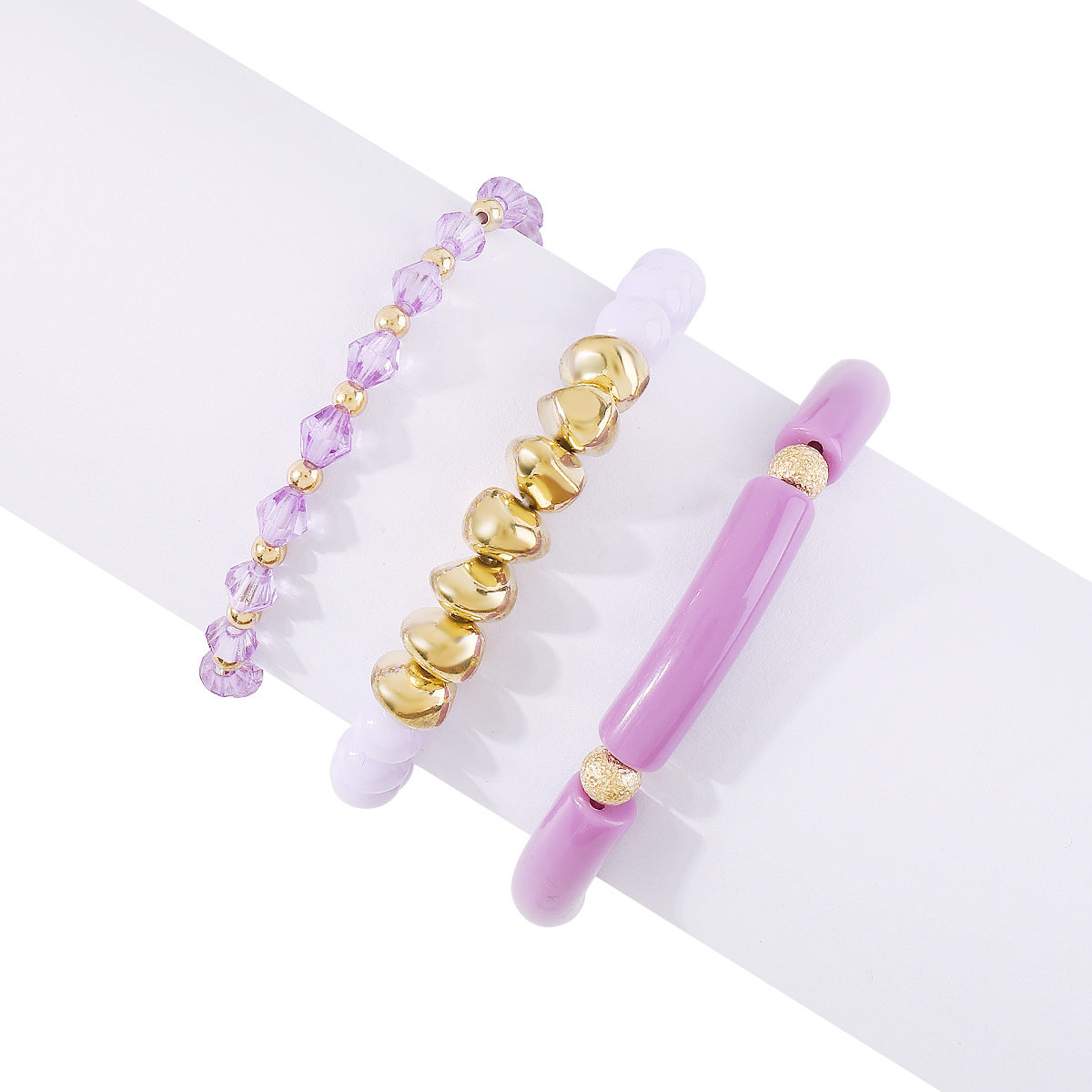 Juego de pulseras trenzadas estilo bohemio minimalista y dulce-dopamina con aleación y cuentas de diseño geométrico