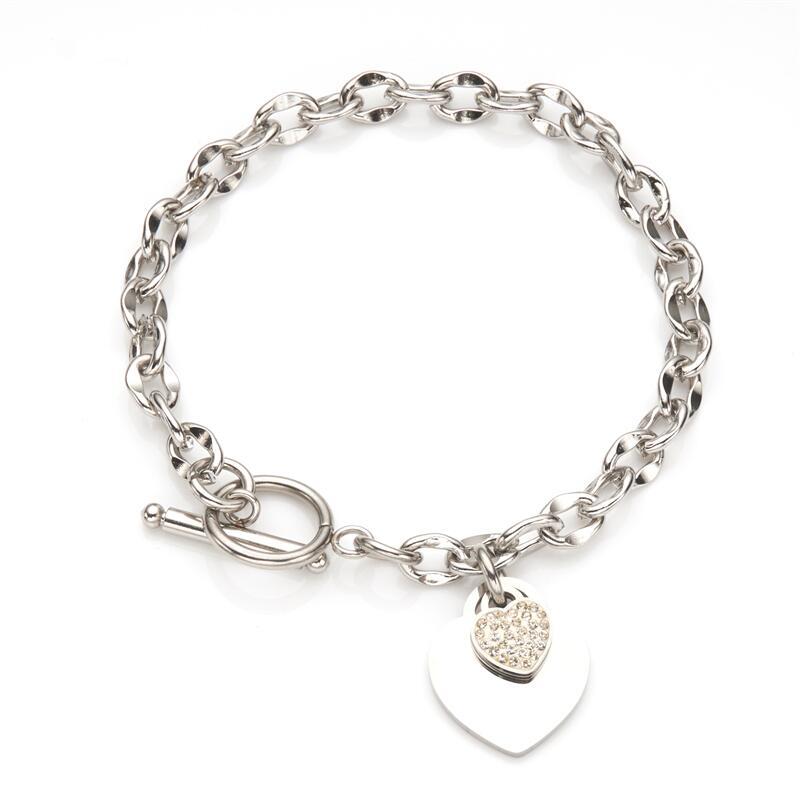 Minimalist Heart-Shaped Titanium Steel Bracelet with Plated Finish for Women