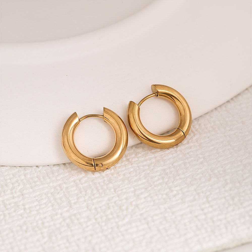Orecchini a polsino geometrici minimalisti a U in acciaio inossidabile placcato oro e argento, unisex, alla moda