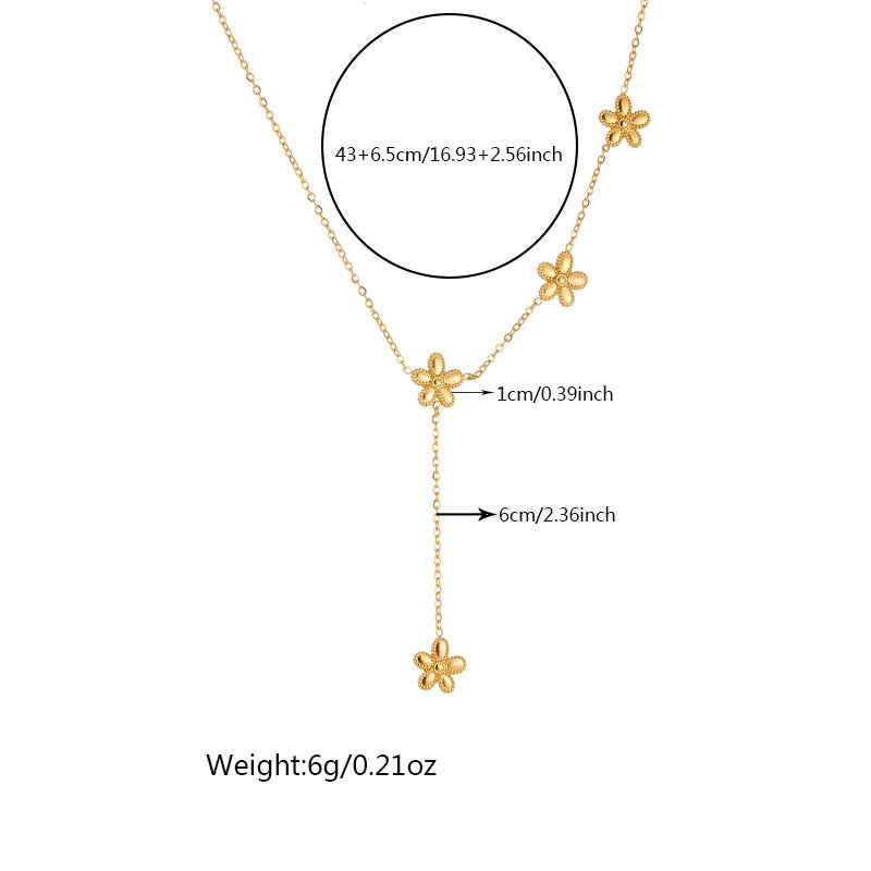 Collana Minimalista con Ciondolo a Fiore in Acciaio Inossidabile con Catena a Scatola
