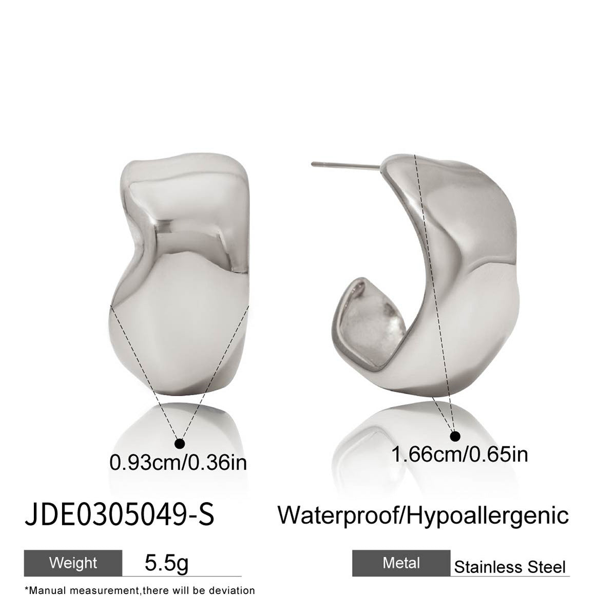 Pendientes de Acero de Titanio Geométricos para Mujer con Acabado Galvanizado, Joyería de Acero Inoxidable Hipoalergénica y a la Moda