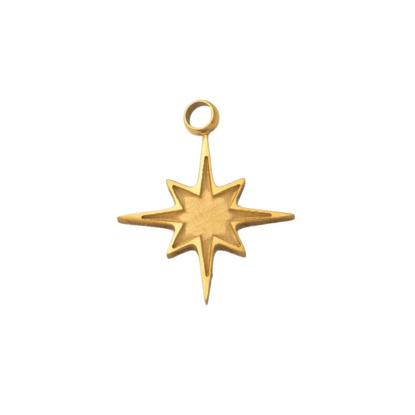 Vintage 18K Gold Plated Stainless Steel Star Pendant Charm Bar for Women
