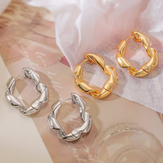 Pendientes Geométricos Irregulares Minimalistas para Mujer de Latón con Baño de Oro