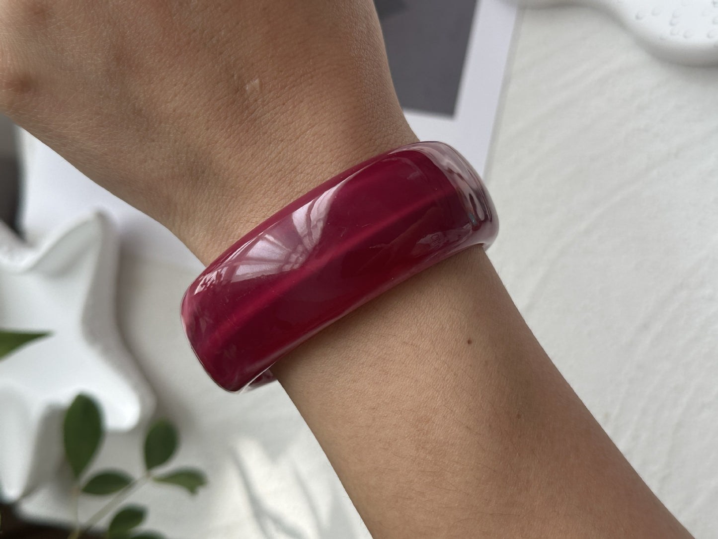 Gradient Geometric Acrylic Drip Oil Wide Bangle Bracelet