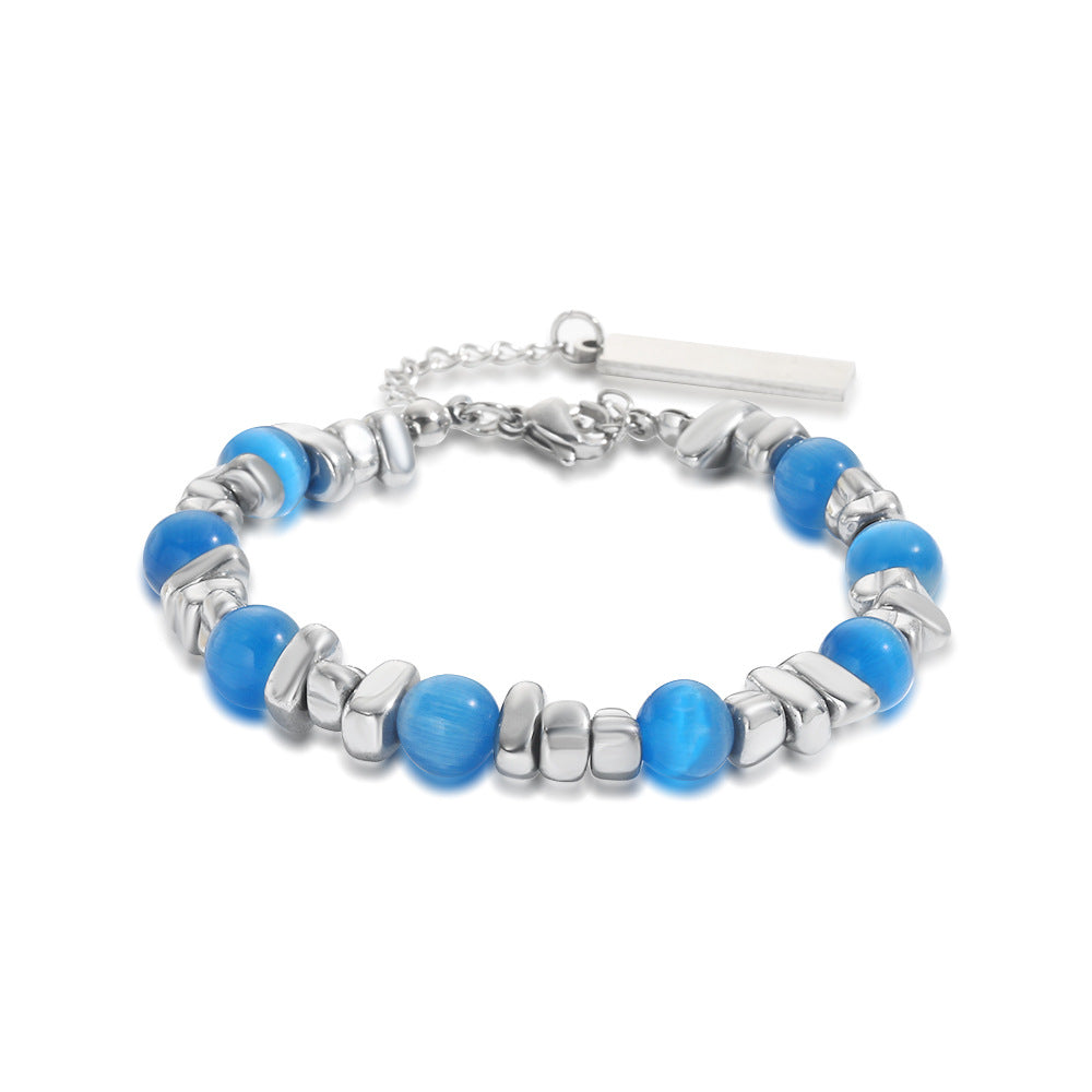 Geometric Cat's Eye Titanium Steel Bracelet Unisex