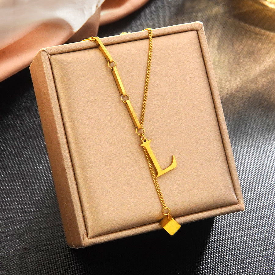 Minimalist Elegant 18K Gold Plated Stainless Steel Letter Bracelet