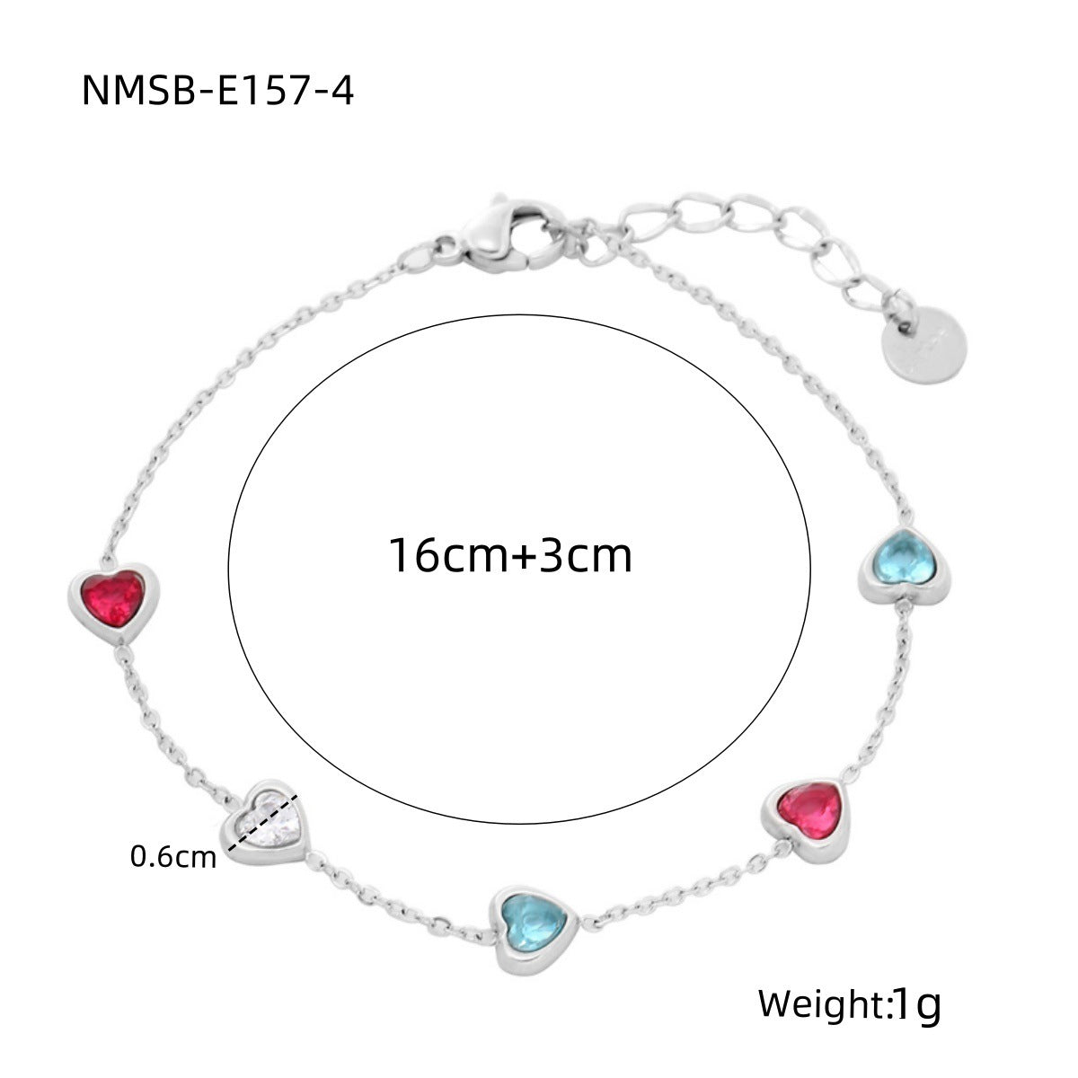Fashionable Heart-Shaped Zirconia-Embellished Stainless Steel Bracelet for Women with Plated Finish Minimalist Luxury Style