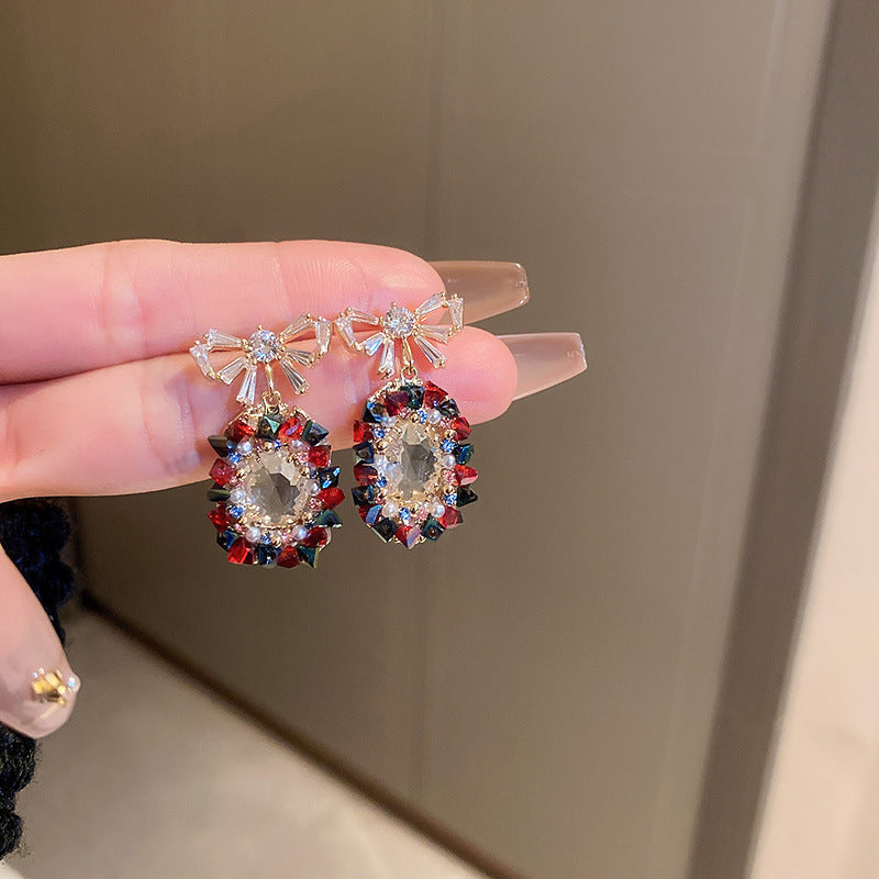Orecchini in Stile Barocco a Forma Floreale con Strass e Perni in Acciaio Inossidabile per Donna