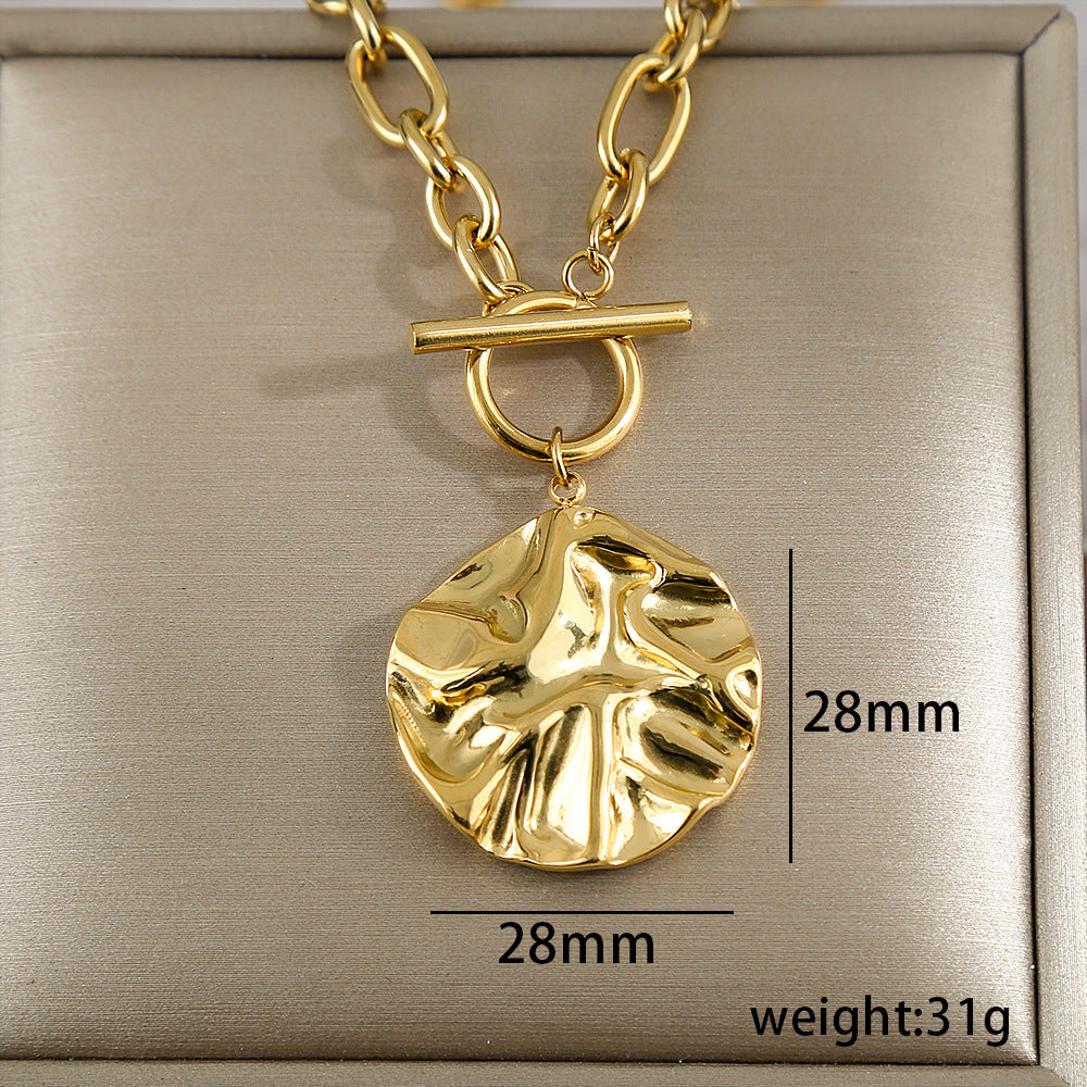 Collana con Pendente a Cuore Irregolare Geometrico in Acciaio Inox Placcato Oro 18K da Donna