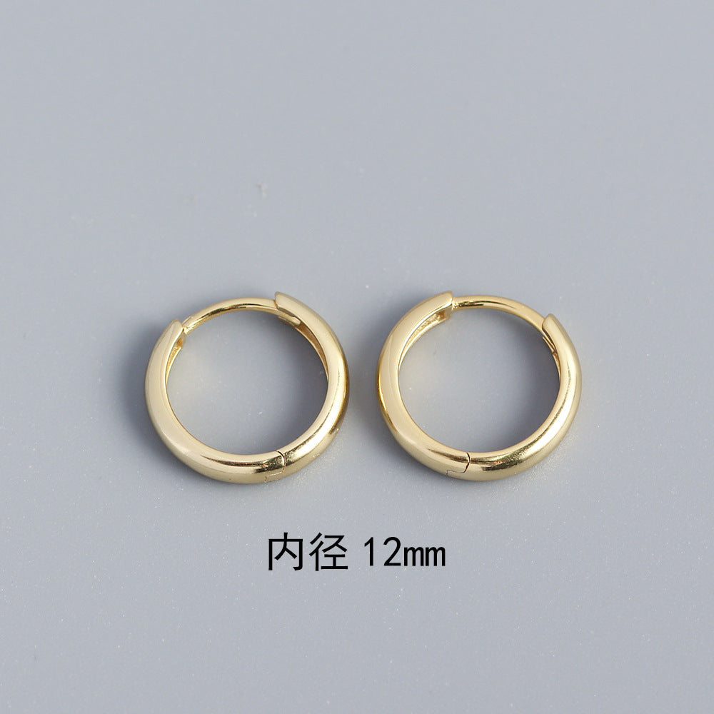 Minimalist Geometric Shaped S925 Sterling Silver Hoop Earrings with Plated Finish