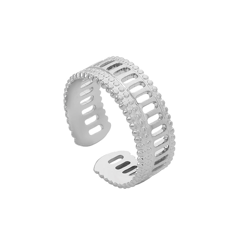 Geometric Heart Plated Titanium Steel Open Ring Unisex