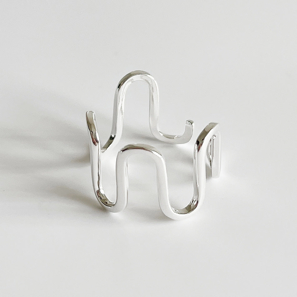 Anello da donna minimalista geometrico in argento sterling 925