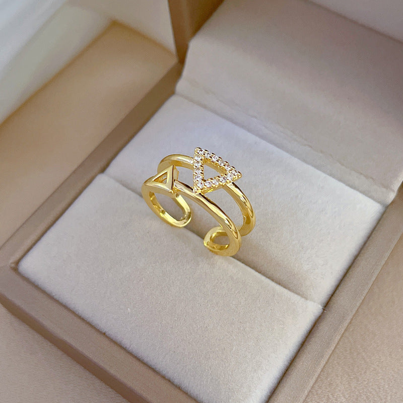 Minimalist Triangle-Shaped Brass Ring with Gold Plating for Women