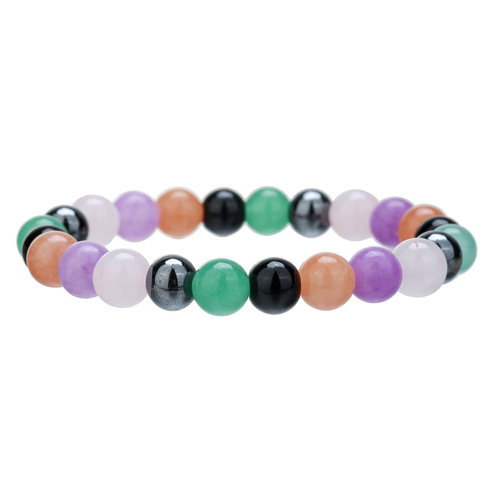 Bohemian Ethnic Natural Agate Crystal Round Beaded Stretch Bracelet