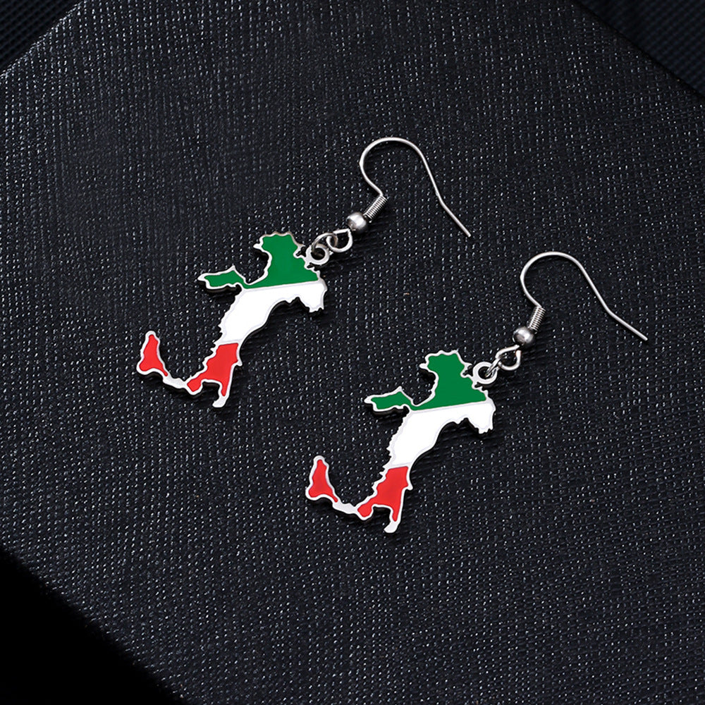 Pendientes de acero inoxidable de esmalte vintage geométricos para mujer