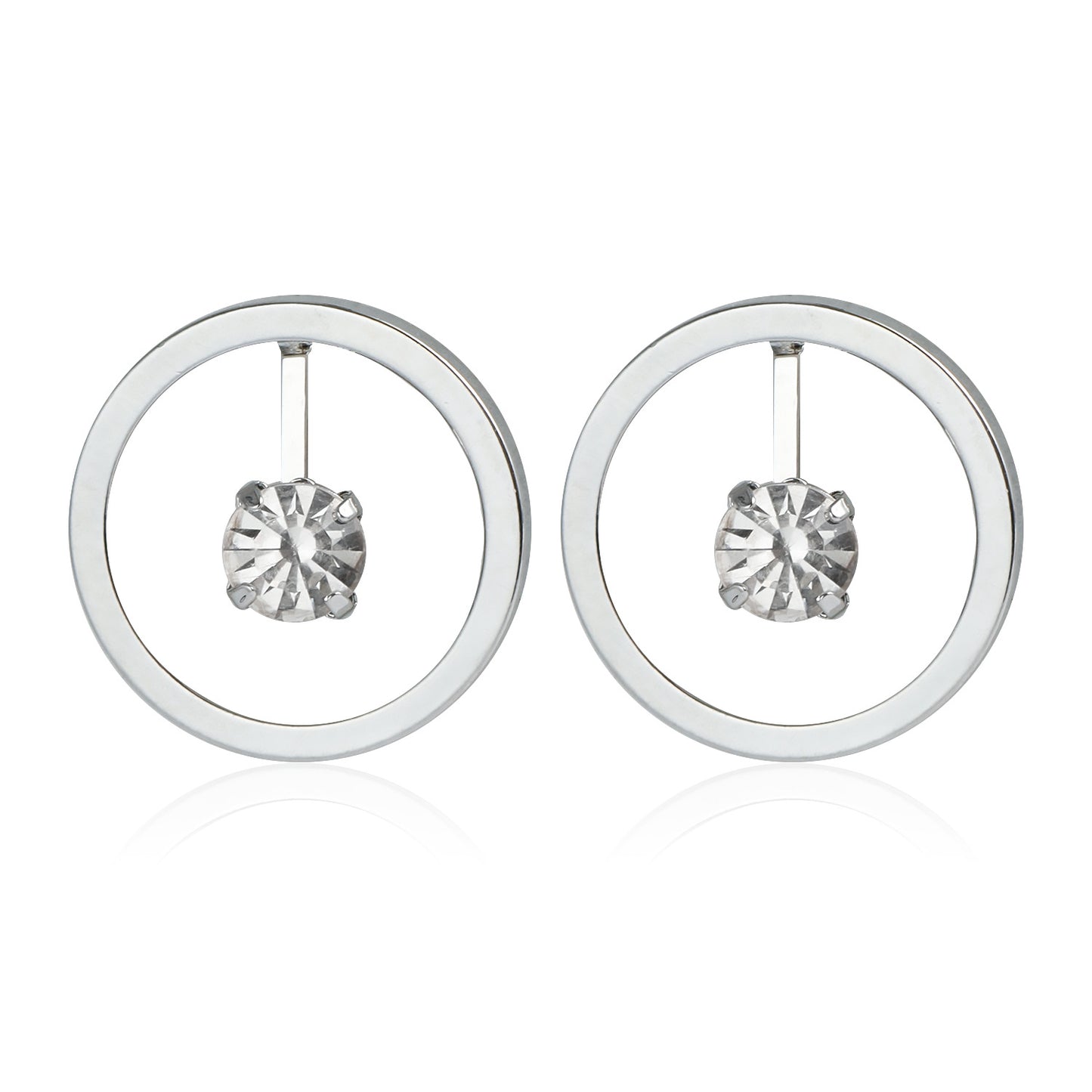 Pendientes de aro redondos geométricos colgantes para mujer con incrustaciones de diamantes de imitación y acabado chapado
