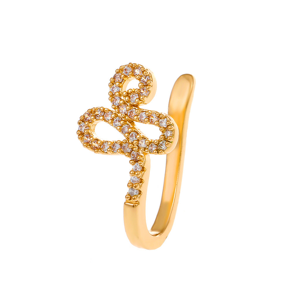 Clip per il naso a forma di U con stella e cuore placcata in rame vintage con zirconia cubica