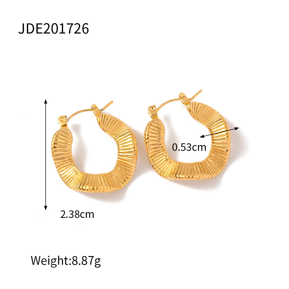 Minimalist Geometric Stainless Steel Ear Studs with 18K Gold Plating for Women