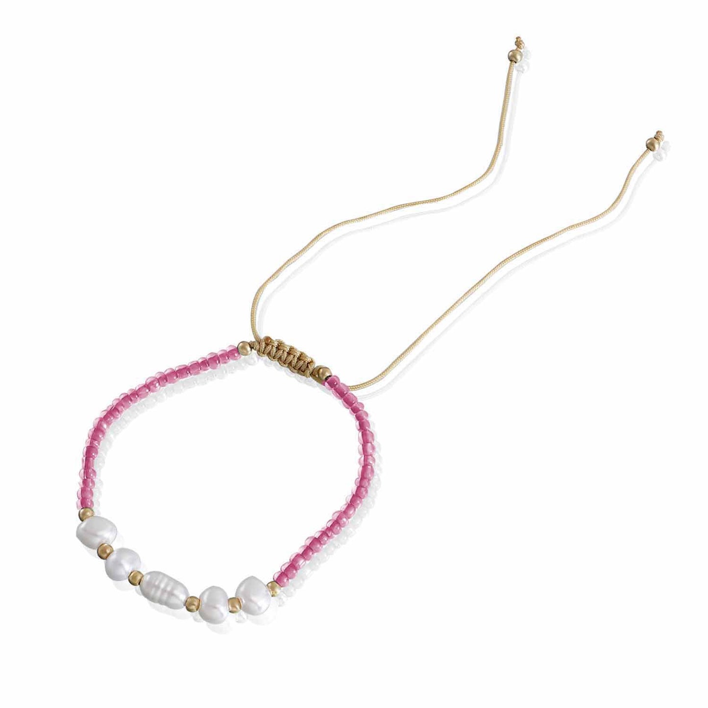 Adjustable Geometric Alloy Bracelet for Women with Imitation Pearls and Colorful Transparent Beads
