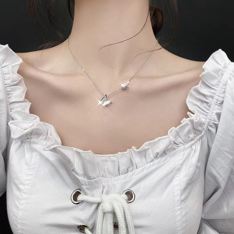Geometric Titanium Steel Plated Pendant Necklace with Snake Chain for Women