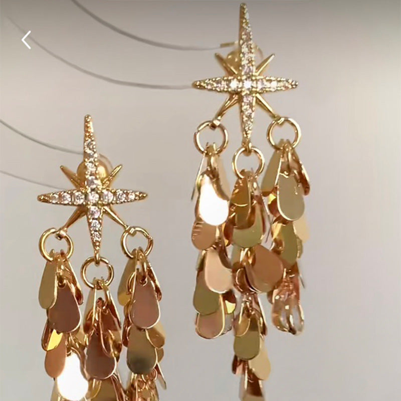 Orecchini a perno in acciaio al titanio con forme geometriche, zirconi e occhio di tigre, da donna, stile minimalista di lusso per l'ufficio e l'uso quotidiano