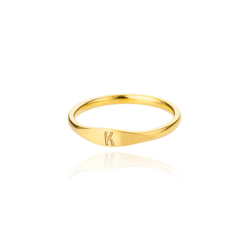 Minimalist Luxury Plated Stainless Steel Letter Ring Unisex