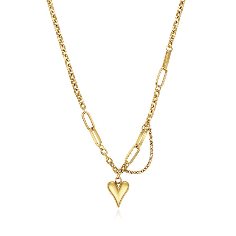 Collana Pendente Cuore Affilato Minimalista da Donna in Acciaio al Titanio con Finitura Placcata Sottovuoto