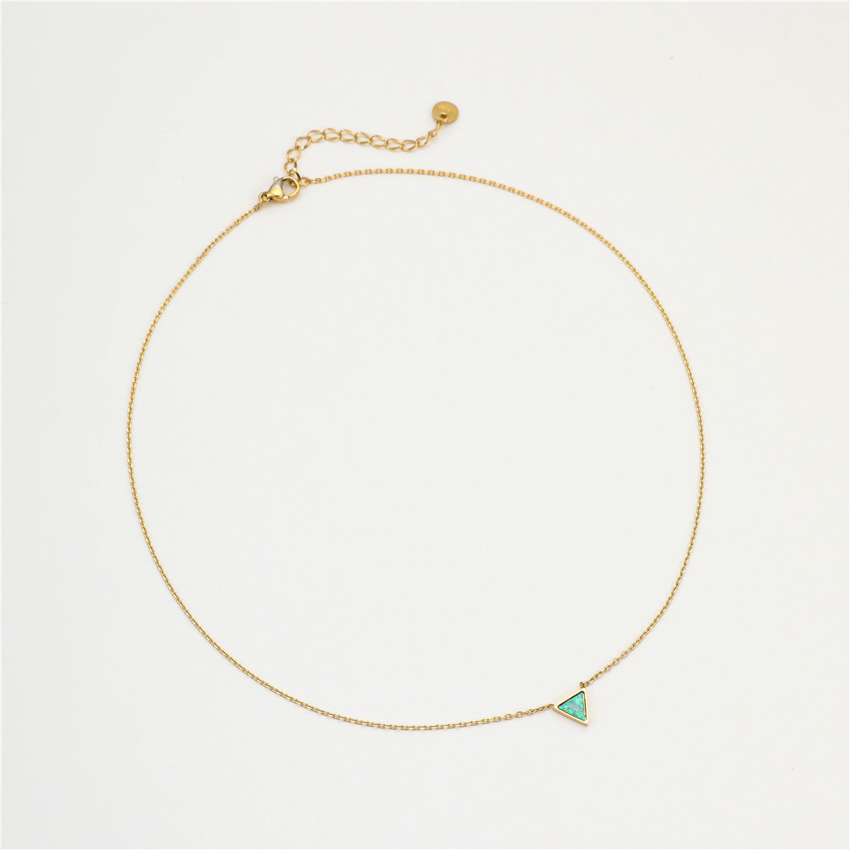 Collar con Colgante de Piedra Natural en Forma de Triángulo de Acero Inoxidable con Acabado Chapado para Mujer