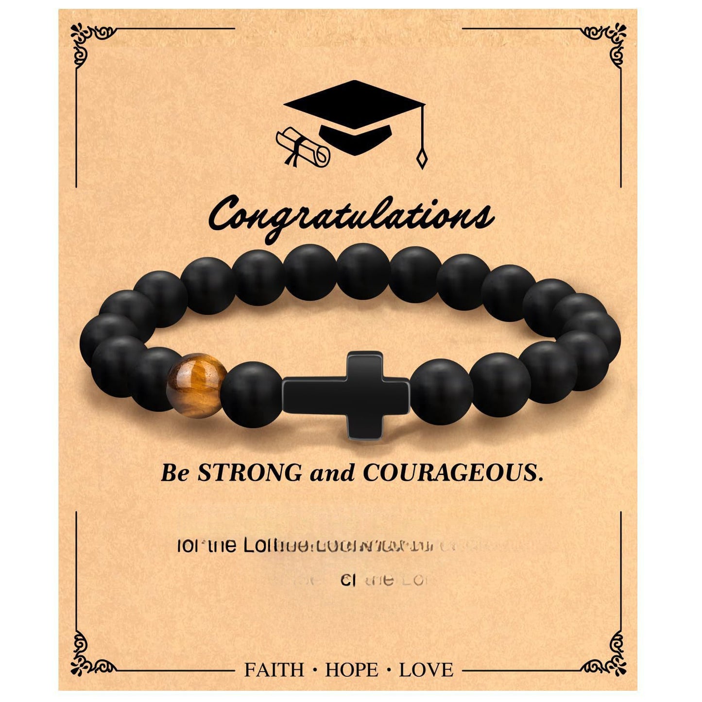 Minimalist Matte Tiger Eye Stone Cross Beaded Bracelet for Men