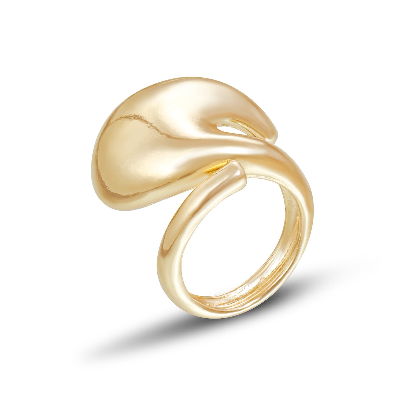 Anillo de borla ajustable geométrico con acabado metálico y superficie chapada para mujer