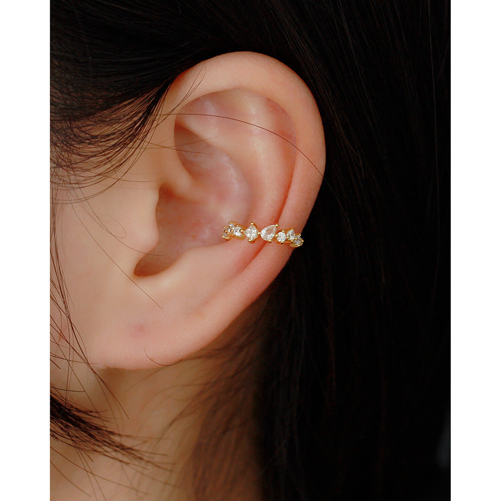 Orecchini a clip da donna in argento sterling 925 placcato, con zirconi cubici, rotondi, geometrici, dolci