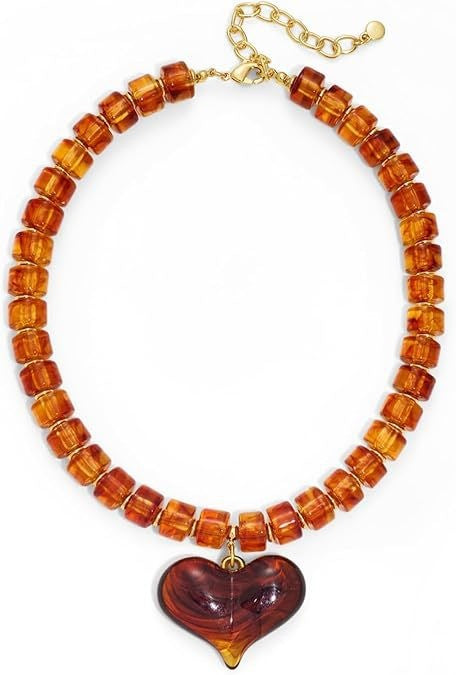 Luxury Heart Resin Pendant Acrylic Bead Necklace for Women