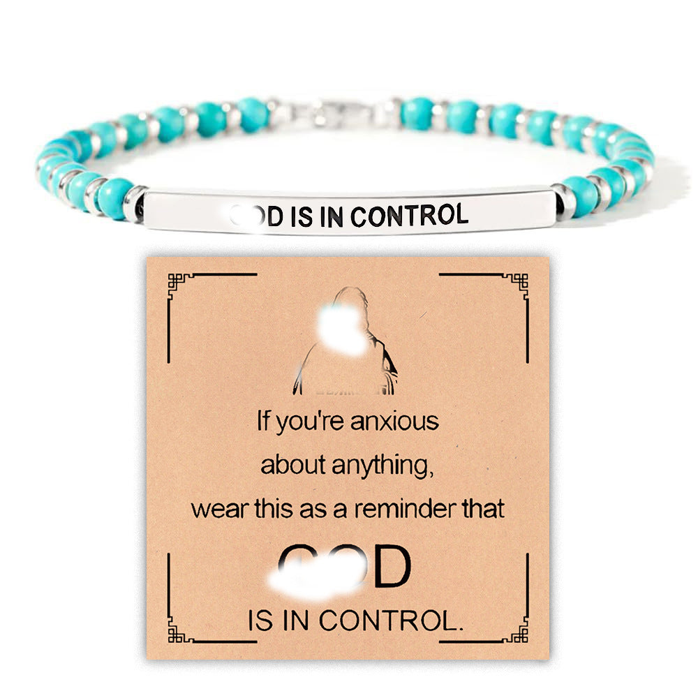 Minimalist Geometric Round Polished Stainless Steel Beaded Bracelet Adjustable Engraved for Unisex