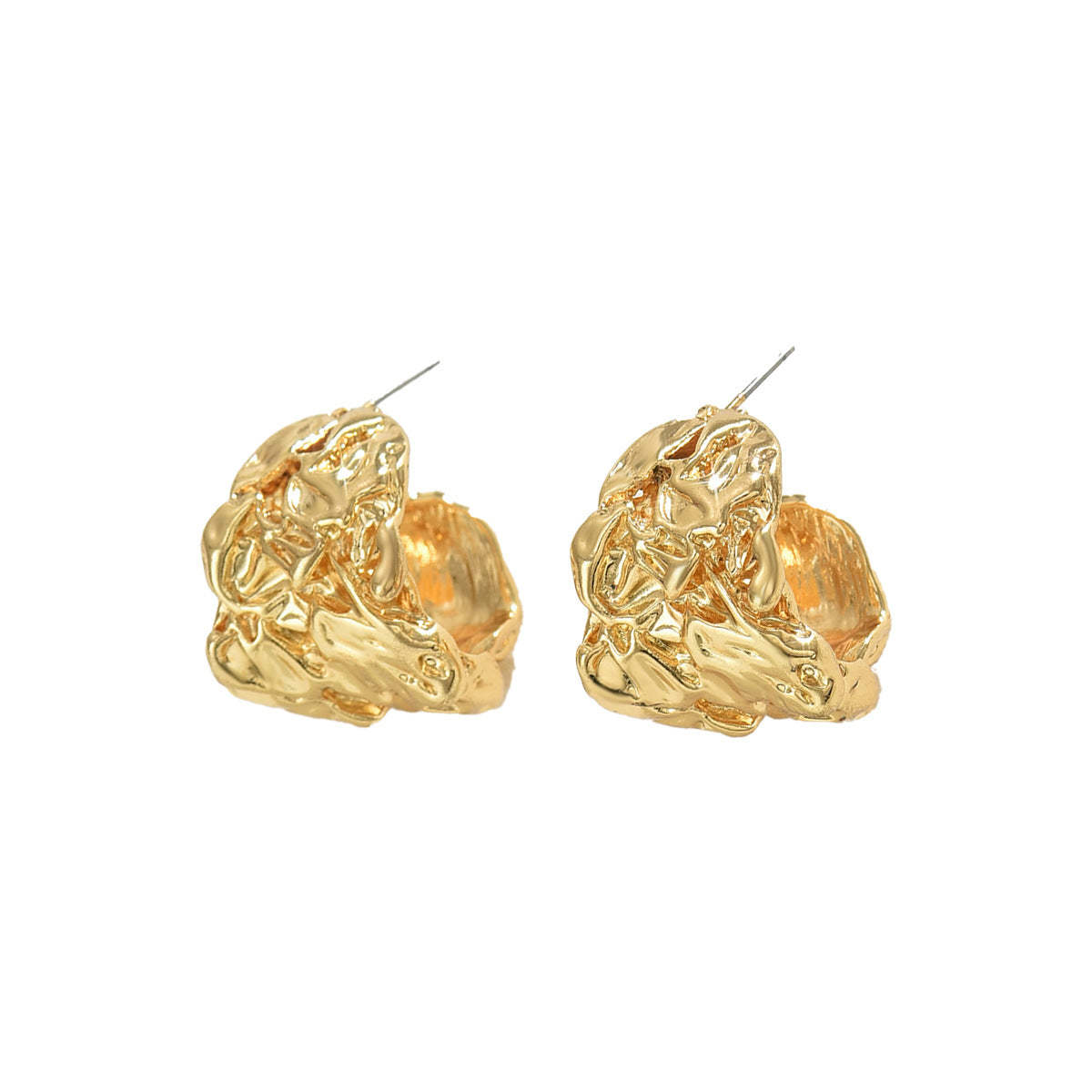 Pendientes de aleación con diseño geométrico, estilo "Sweet Forest", chapados y con detalles fruncidos para mujer