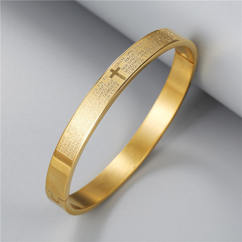 Punk Stainless Steel Plated Round Letter Bracelet