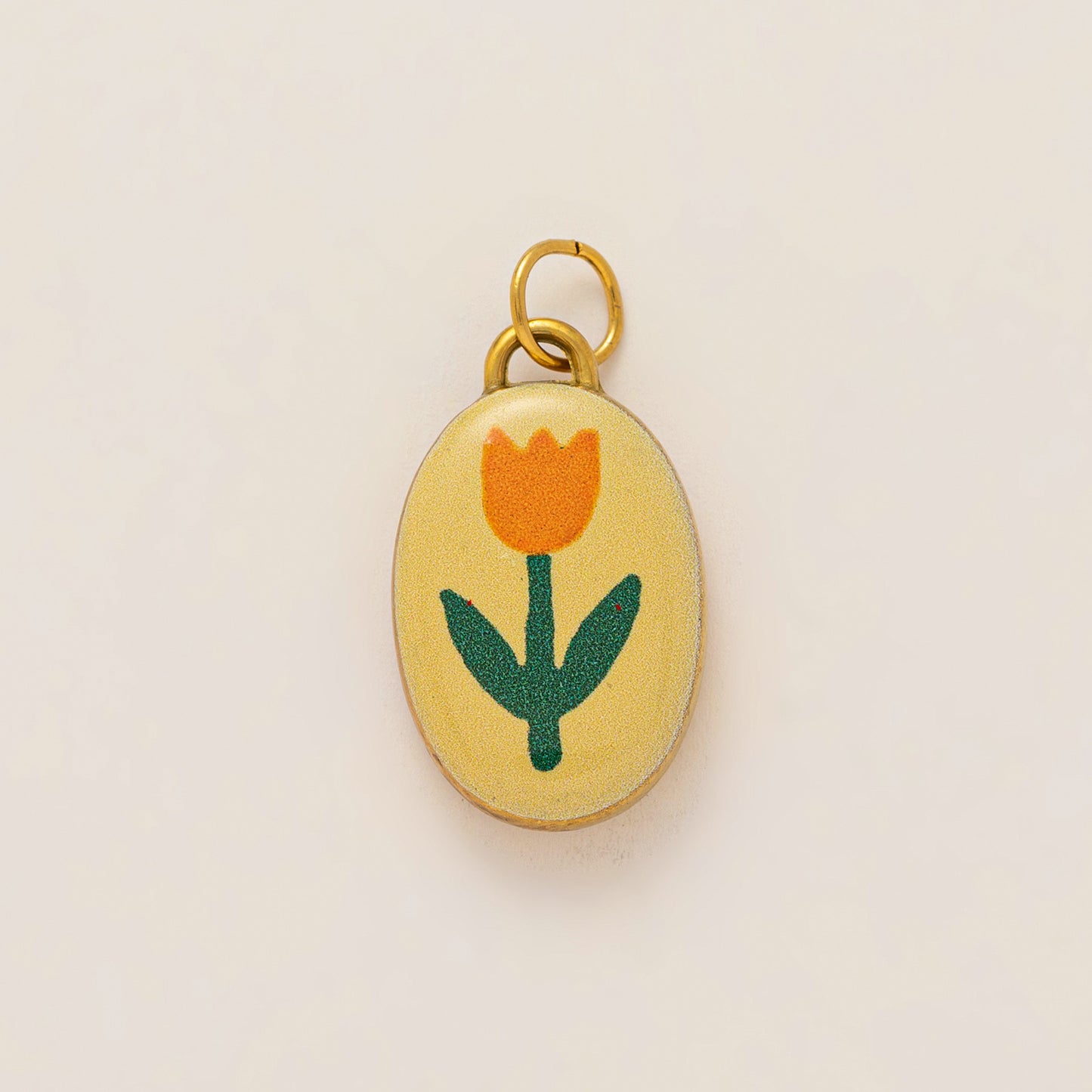 Vintage Oval Floral Stainless Steel PVD Gold Plated Pendant Charm Bar for Women